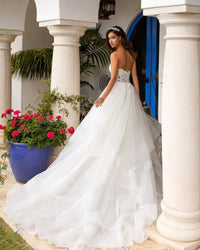 Backless Princess Sequined Beading Bodice Luxury Bridal Dress