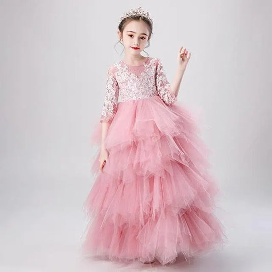 Girls Pink Tulle Ball Gowns - HER SHOP®