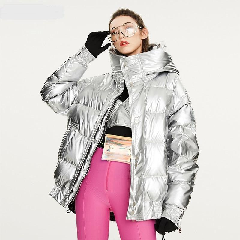 Winter New Laser Bright And Thickened Loose Down Jacket