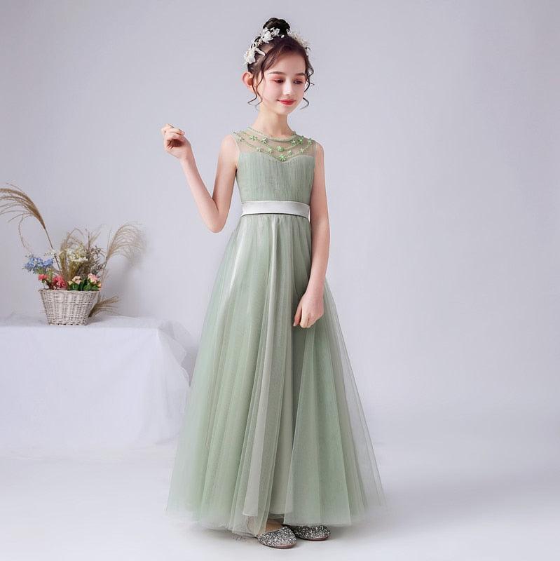 Sequined A-Line Flower Girl Gown with Zipper Mint green / Child-2 Sequined A-Line Flower Girl Gown with Zipper Mint green / Child-2