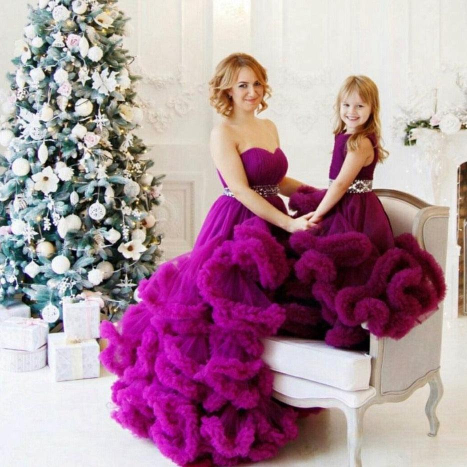 Purple Same Dresses Mother Daughter Purple Mother-Daughter Prom