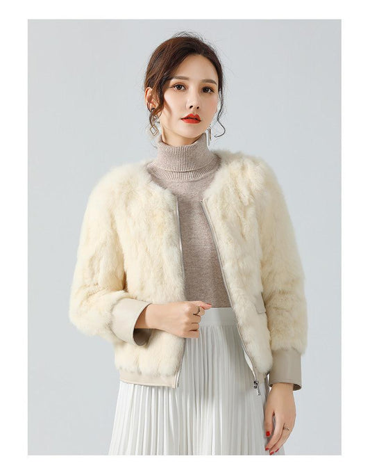 Women Winter Real Rabbit Fur Coat - HER SHOP