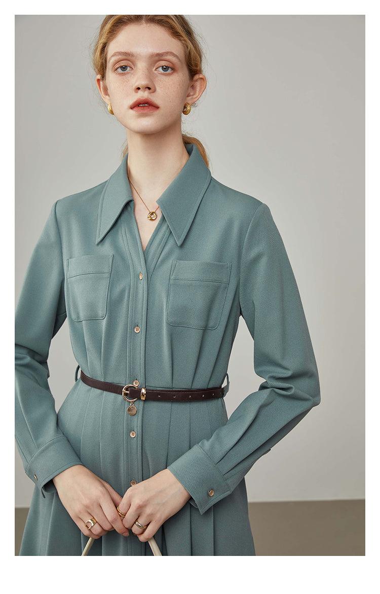 Winter Coffee All-match Long Shirt Dress