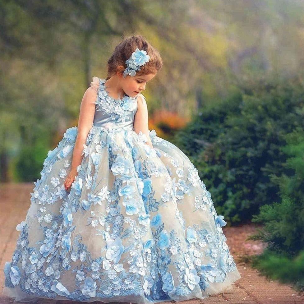 pretty princess communion dresses Little Girl White Princess Dress for First Communion or Special Event