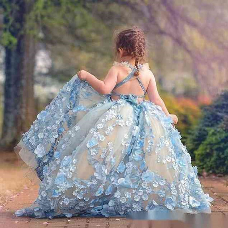  Bow Dream Flower Girl Dress Princess Long Girls Pageant Dresses  Kids Prom Puffy Tulle Ball Gown: Clothing, Shoes & Jewelry