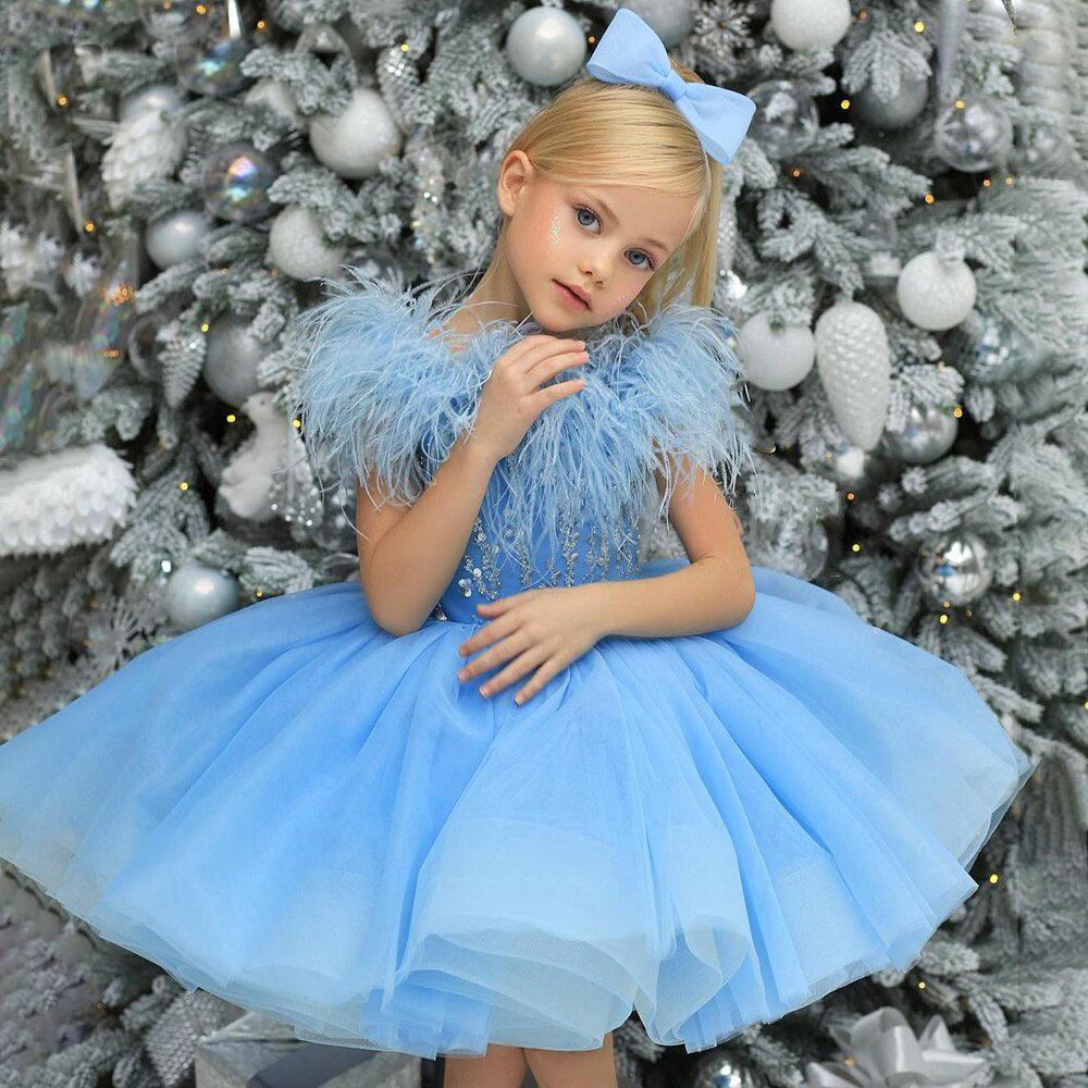 Baby Blue Feather Princess Dress Baby Blue Feather Princess Dress