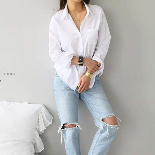 Classic Spring Women White Shirt - HER SHOP