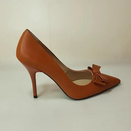 Sexy White high heels Elegant handmade Head layer cowhide pointed toe office shoes - HER SHOP®
