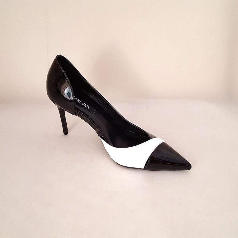 Sexy White high heels Elegant handmade Head layer cowhide pointed toe office shoes