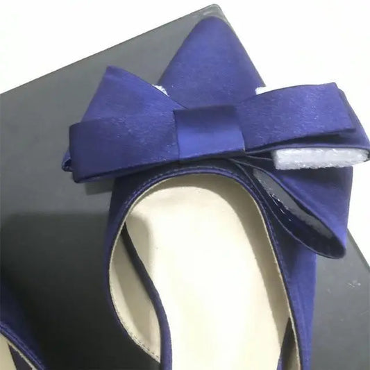 Silk Satin Pointed Bow Tie Flats Slippers - HER SHOP®