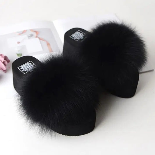 Women's Cute Plush Fox Fur Fluffy Slippers (25 Colors) - HER SHOP®