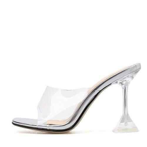 Summer Fashion Crystal Transparent Heeled Slippers
