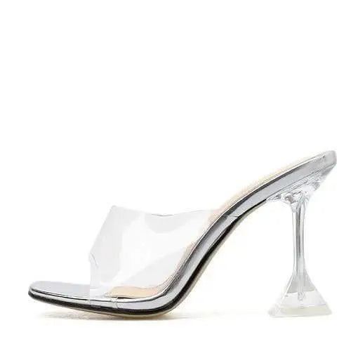Summer Fashion Crystal Transparent Heeled Slippers - HER SHOP®
