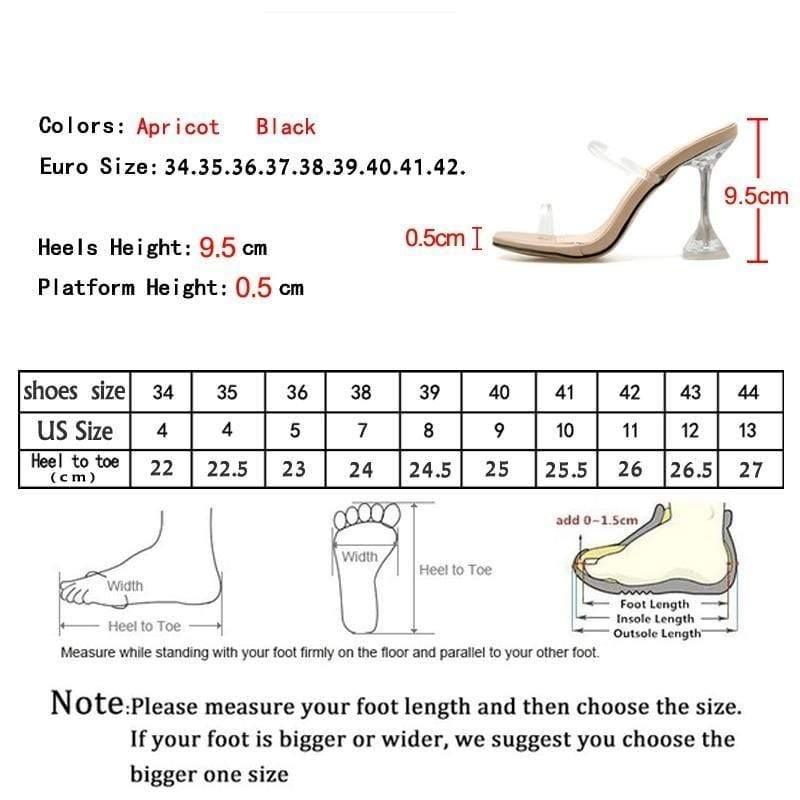 Summer Fashion Crystal Transparent Heeled Slippers