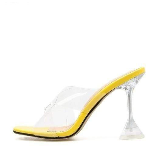 Summer Fashion Crystal Transparent Heeled Slippers