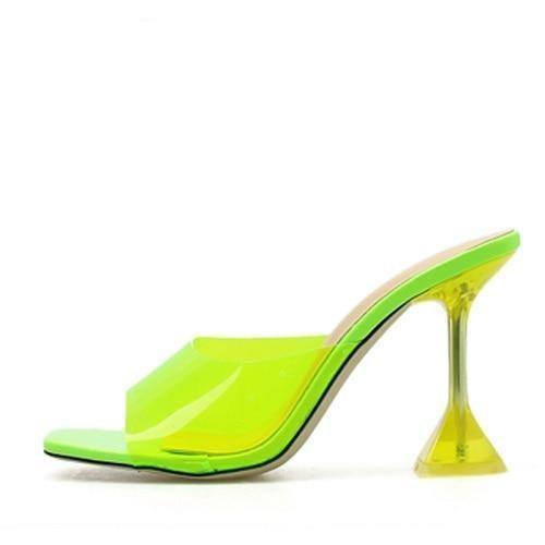 Summer Fashion Crystal Transparent Heeled Slippers