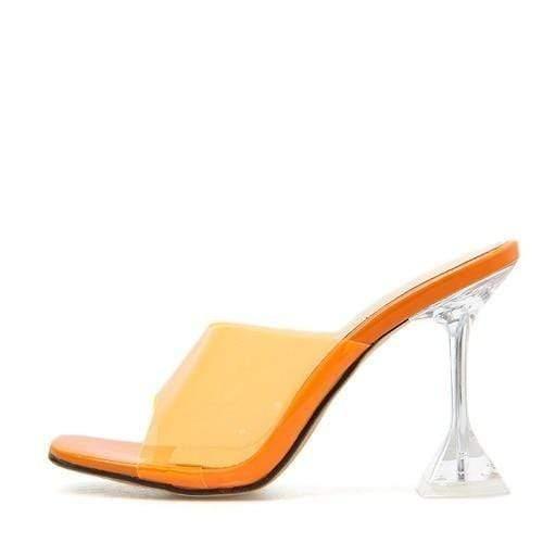 Summer Fashion Crystal Transparent Heeled Slippers