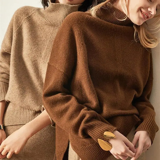 Women's High-Necked Pullover Loose Sweater - HER SHOP®