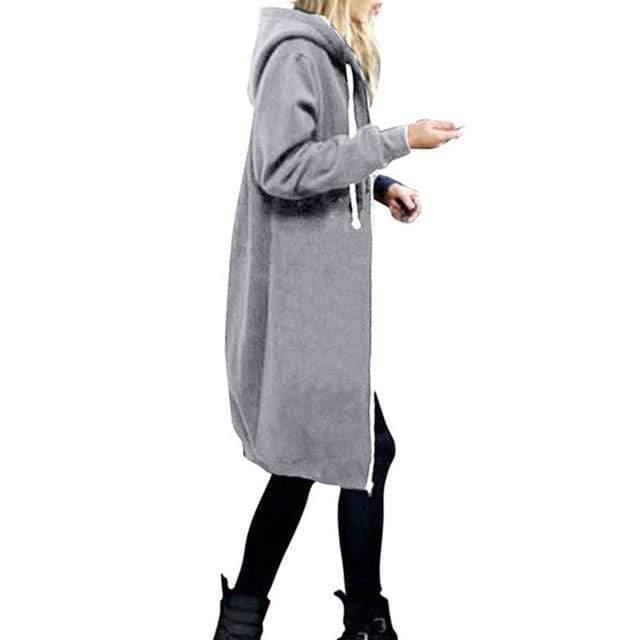 Her Shop Sweatshirts & Hoodies Dark grey / S Casual Long Zippered Hooded Jacket