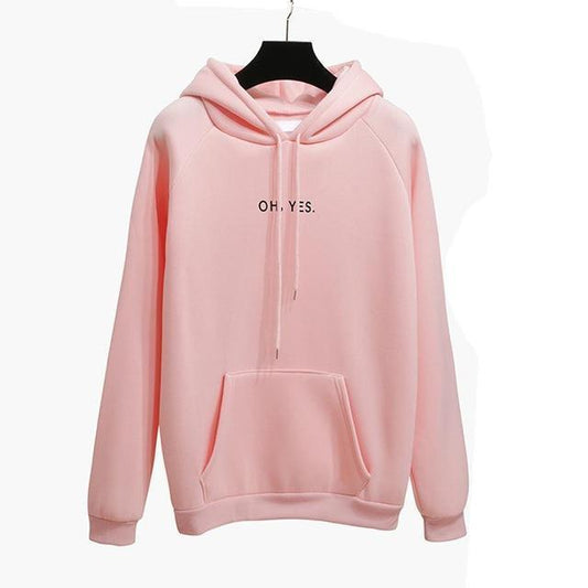 Oh Yes Letter Harajuku Winter Fleece Pullover - HER SHOP