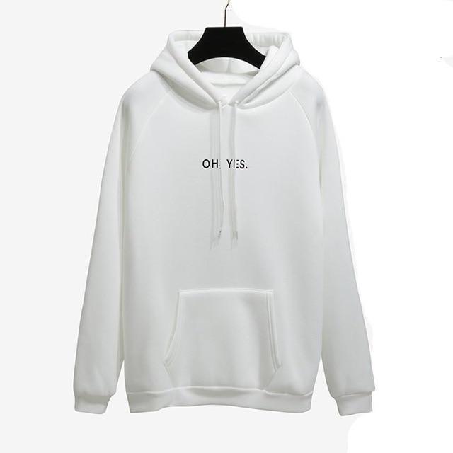 Oh Yes Letter Harajuku Winter Fleece Pullover