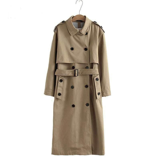 chic epaulet design long trench coat - HER SHOP