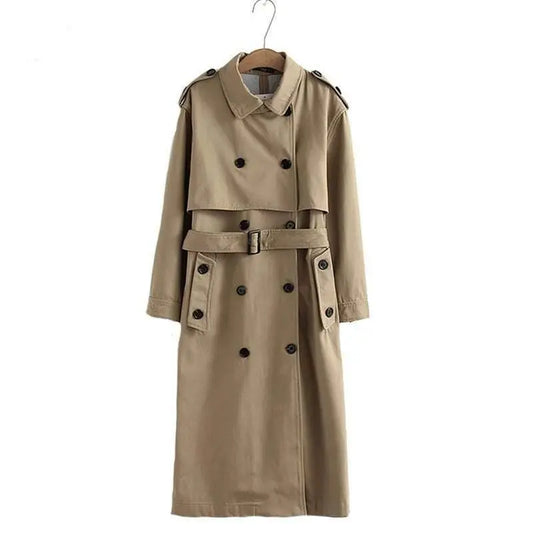 chic epaulet design long trench coat - HER SHOP®