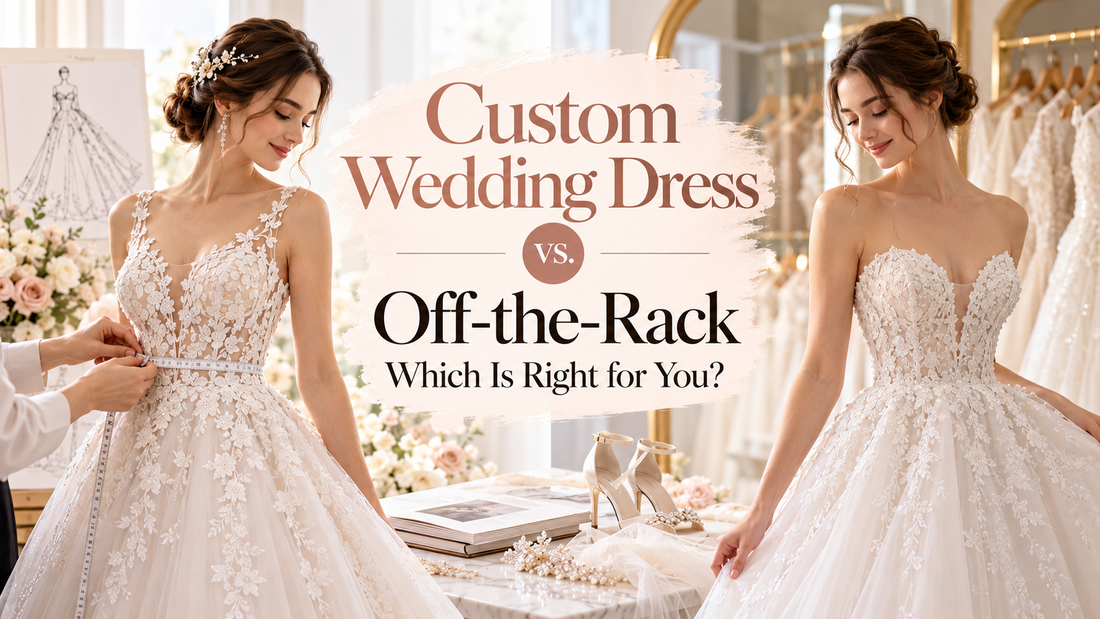 Custom wedding dress fitting compared with an off-the-rack bridal gown