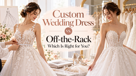 Custom wedding dress fitting compared with an off-the-rack bridal gown