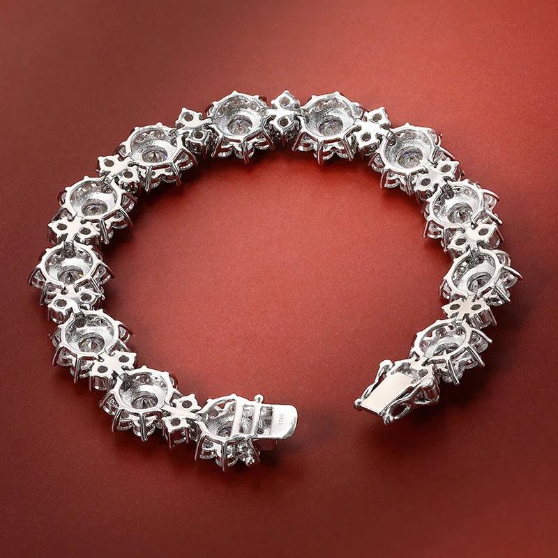 100% 925 Sterling Silver All Moissanite Bracelet 18.7-20.4cttw For Women Sunflowers Diamond Hand Chain Gift Fine Jewelry