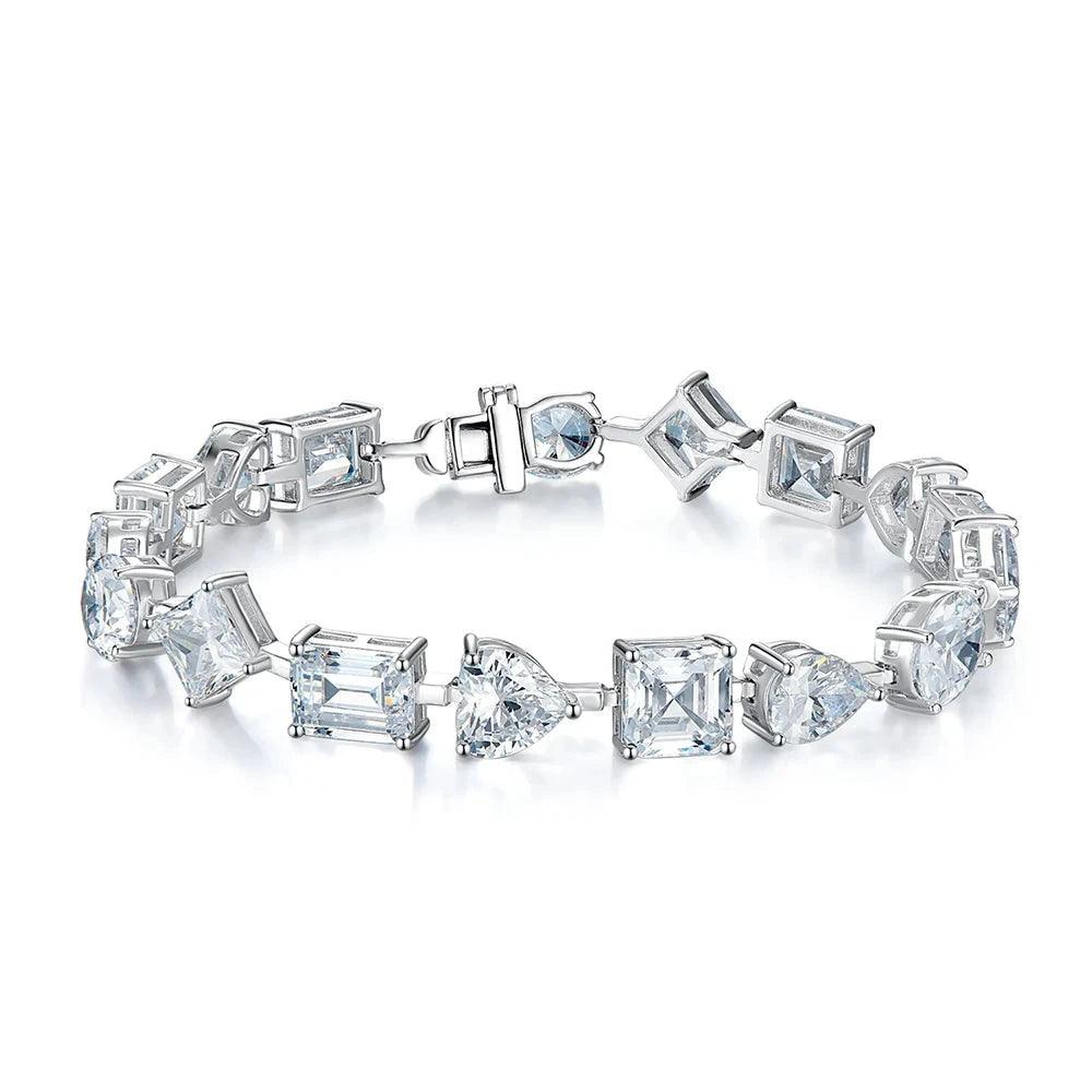 100% 925 Sterling Silver Sparkling Bracelet with High Carbon Diamonds