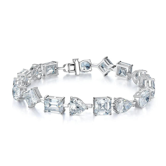 100% 925 Sterling Silver Sparkling Bracelet with High Carbon Diamonds