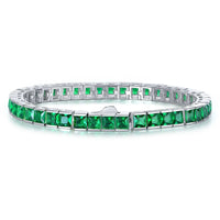18K Gold-Plated Lab-Grown Emerald & Muzo Green Sapphire Tennis Bracelet in 925 Sterling Silver – Luxury Jewelry