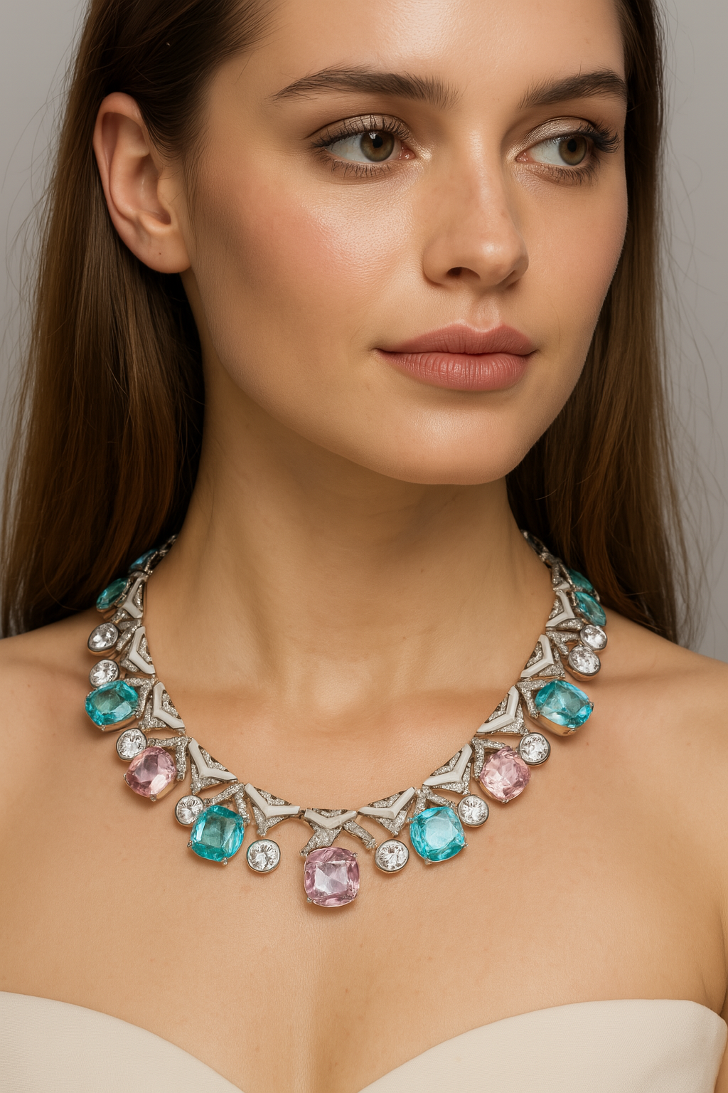 925 Sterling Silver Full Zircon Necklace Colorful Synthetic Stones | GDTC Certified | Customizable Trendy Jewelry for Women - HER SHOP