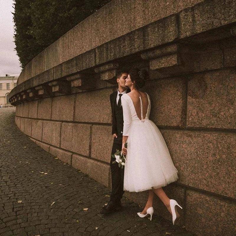 A-Line Short Wedding Dress 2024 White Ivory Satin White / 10 A-Line Short Wedding Dress 2024 White Ivory Satin White / 10