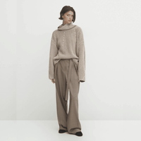 Ethereal MD 2023 Autumn Casual Slouchy High-Neck Short Knit with Color Line Design