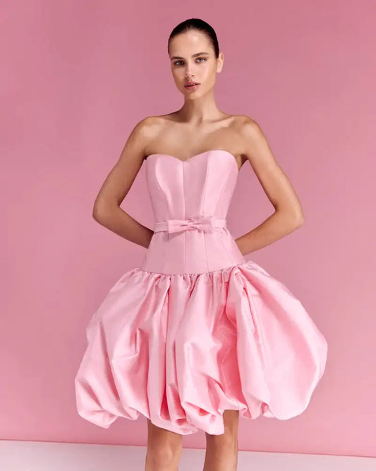 Beautiful Pink Bubble Women Mini Dress - HER SHOP