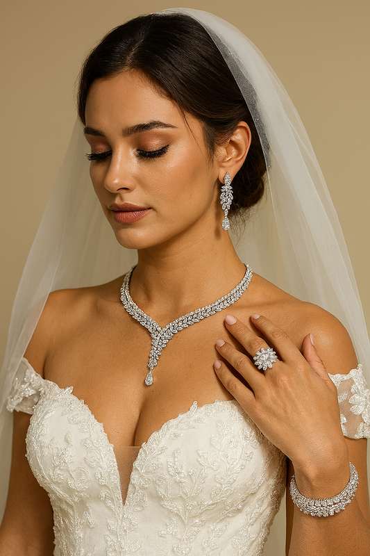Bridal Luxury Elegant Necklace Set for Women – Cubic Zirconia Wedding Jewelry Set for Brides & Accessories - HER SHOP