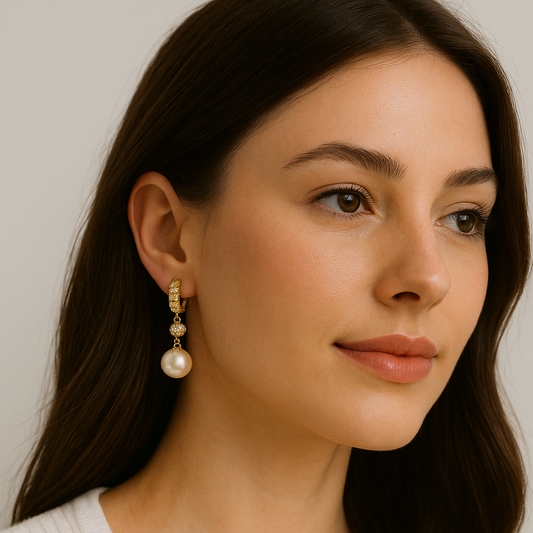 AAA10-11mm 11-12mm Natural South Sea Round White Pearl Earrings 925s Exquisite Earrings - HER SHOP