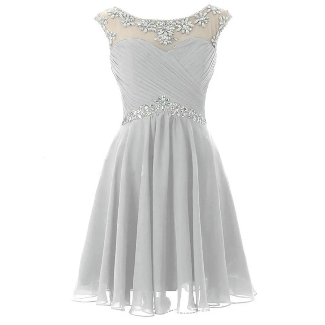 Yellow Chiffon Beaded Crystal Cocktail / Homecoming Dresses