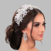 Crystal Bridal Headdress | Women's Wedding Tiara Headpiece | Rhinestone Hair Jewelry for Pageant, Prom, and Special Occasions