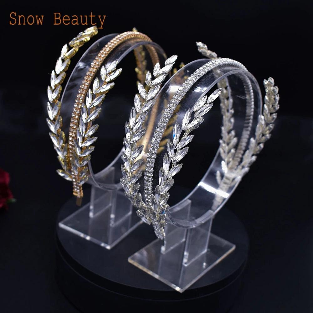 Crystal Bridal Headdress | Women's Wedding Tiara Headpiece | Rhinestone Hair Jewelry for Pageant, Prom, and Special Occasions