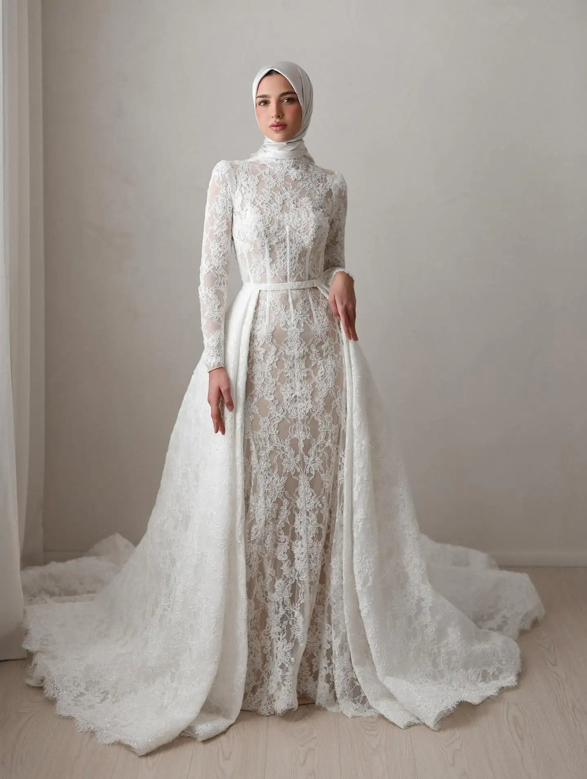 Curvy Mermaid Wedding Dress – Traditional Long Sleeve Lace Bridal Gown, Custom Made