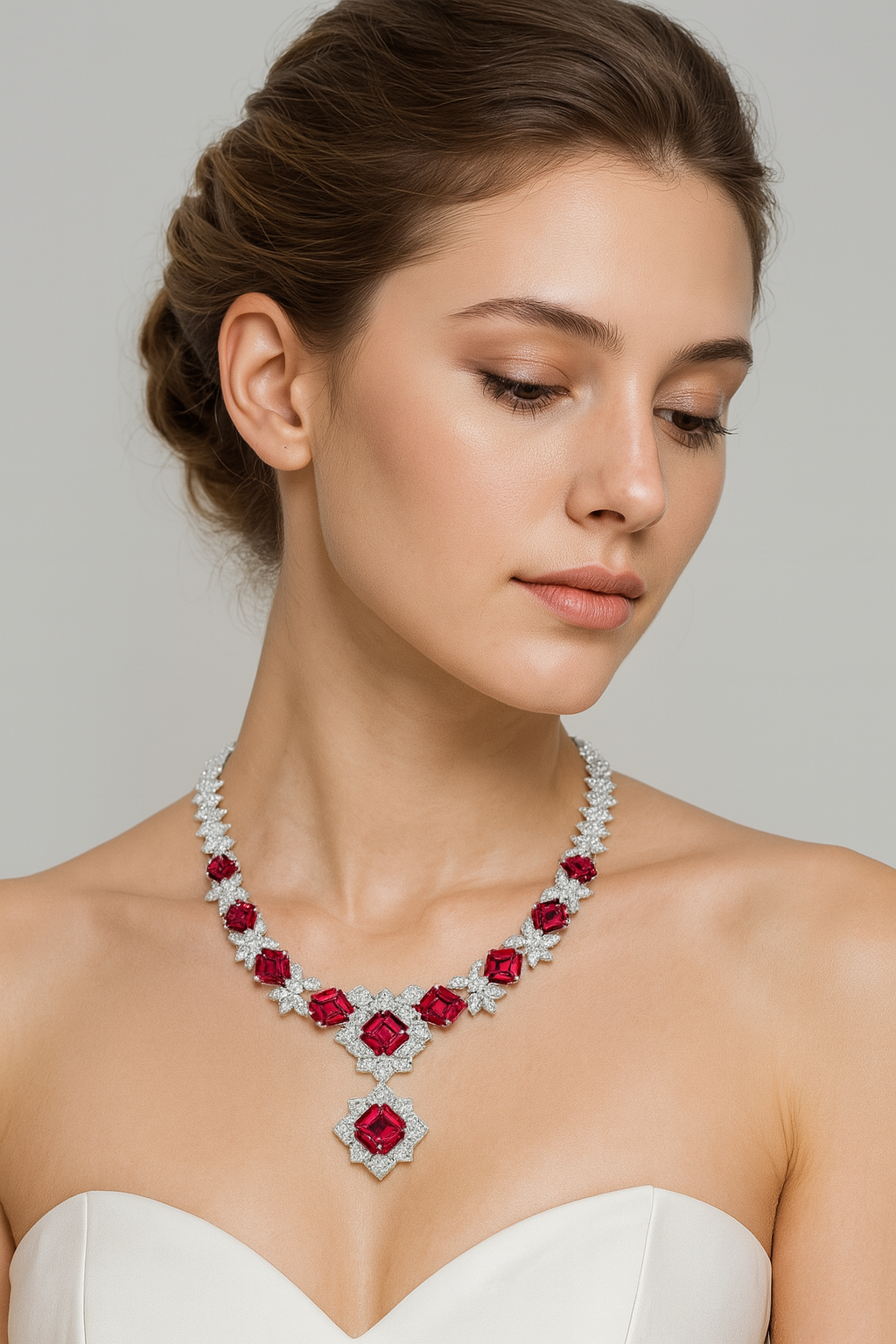 Designer 925 Sterling Silver Asscher-Cut 12MM Sapphire, Ruby, Emerald, and High-Carbon Diamond Gemstone Pendant Necklace Fine Jewelry - HER SHOP