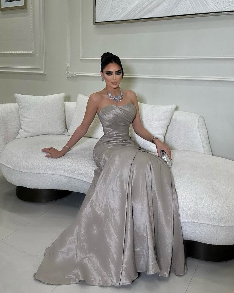 Elegant Mermaid Evening Dress  Strapless Floor-Length Formal Party & Prom Gown  Custom Made for Women