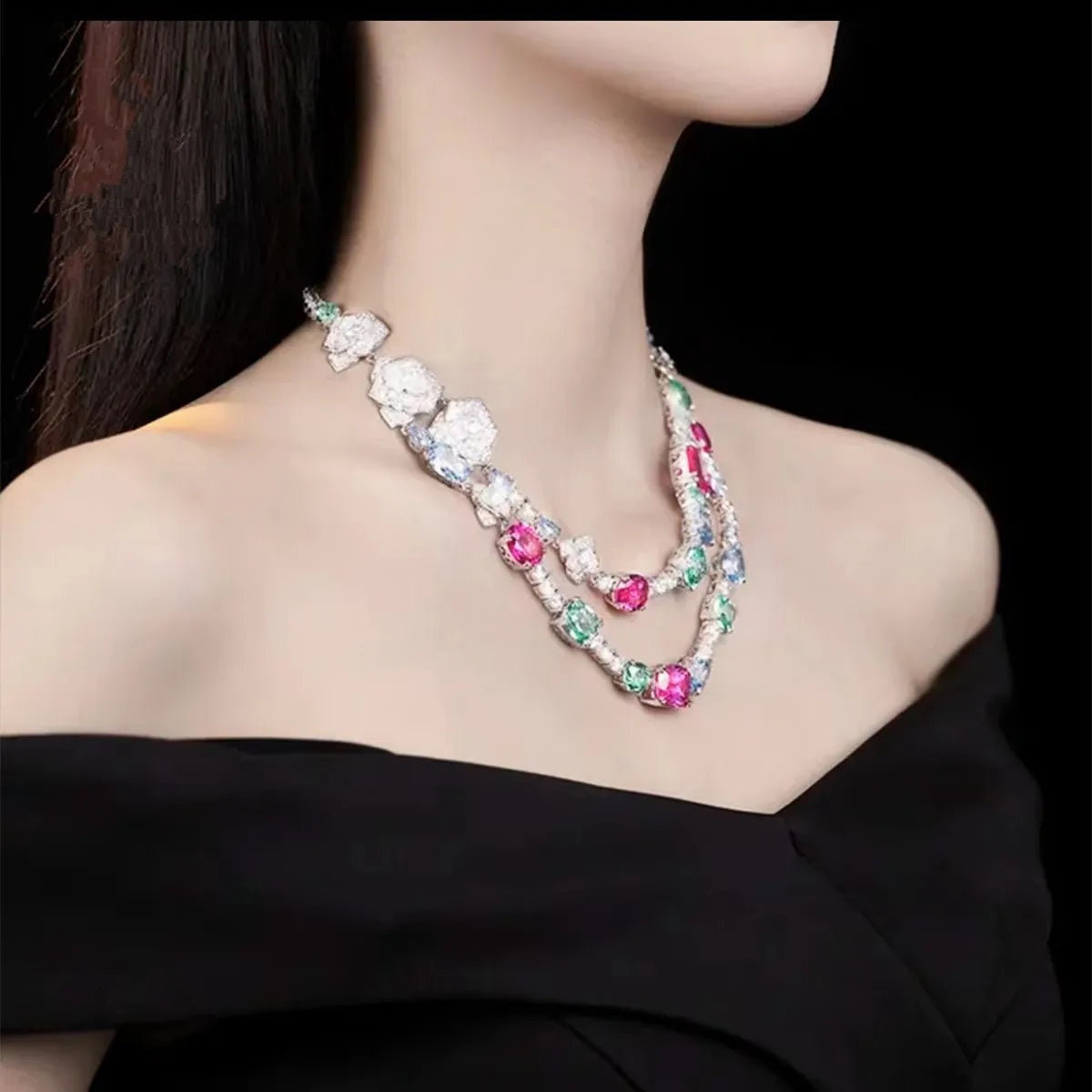 Fancy Color Zirconia Necklace – 925 Sterling Silver | Elegant Fine Jewelry for Women  Product Description: