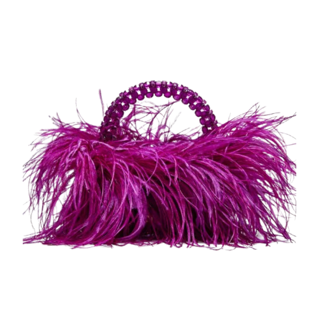 Pearl Bead Bag with Feather Fur – Handmade Designer Acrylic Crystal Stone Evening Tote for Women - HER SHOP