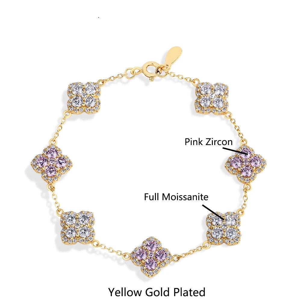 Full Moissanite Diamond Bracelet for Women, DVVS1 Clarity, 925 Sterling Silver, Gold-Plated – Elegant Engagement, Wedding, and Lucky Jewelry Gift