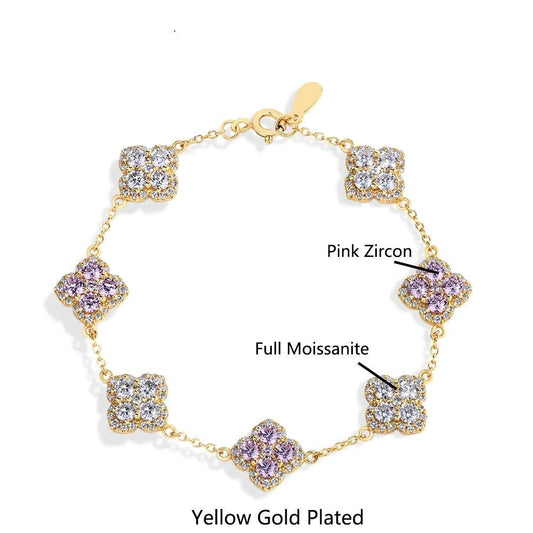 Full Moissanite Diamond Bracelet for Women - DVVS1 Clarity, 925 Sterling Silver, Gold-Plated - Engagement and Wedding Jewelry Gift - HER SHOP