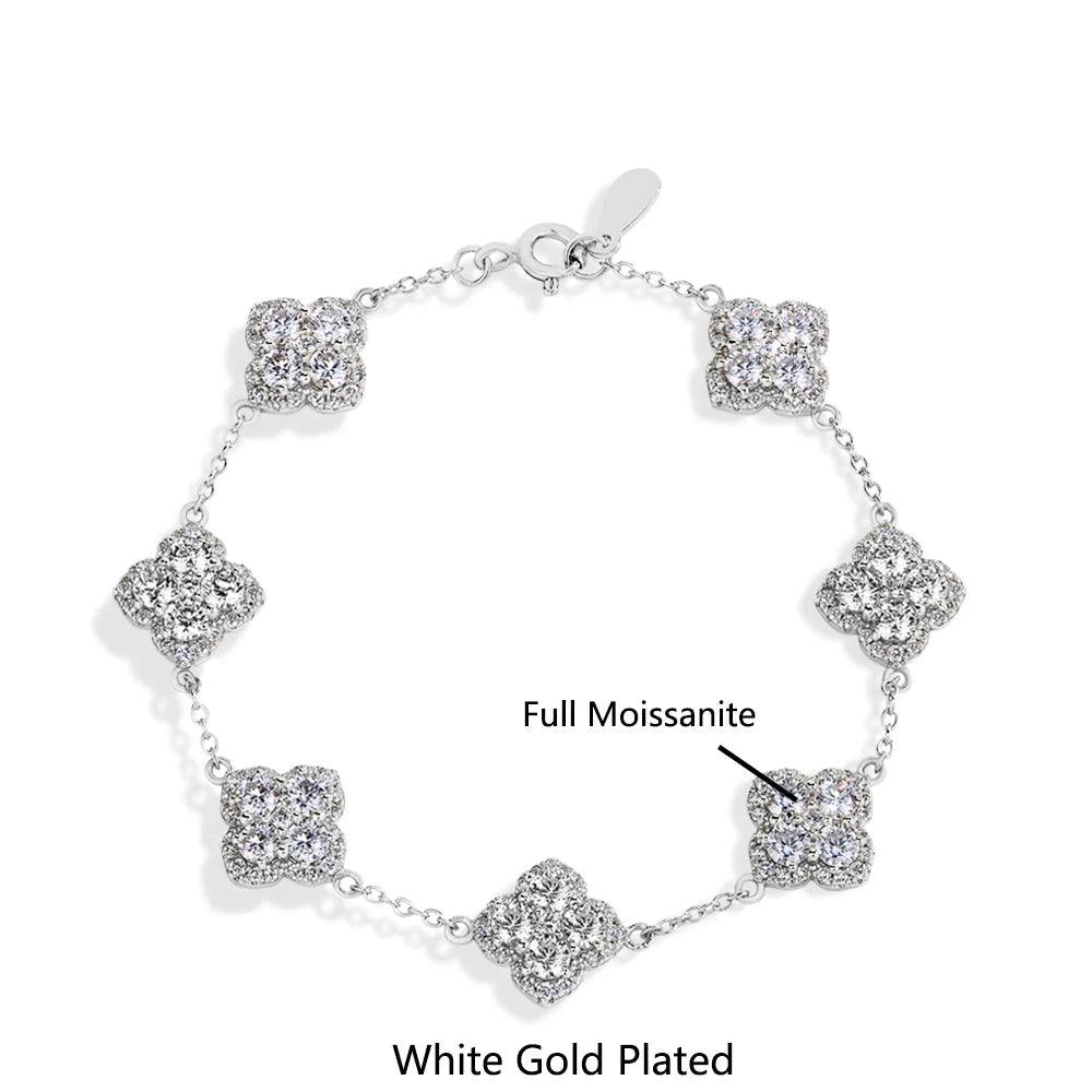 Full Moissanite Diamond Bracelet for Women, DVVS1 Clarity, 925 Sterling Silver, Gold-Plated – Elegant Engagement, Wedding, and Lucky Jewelry Gift